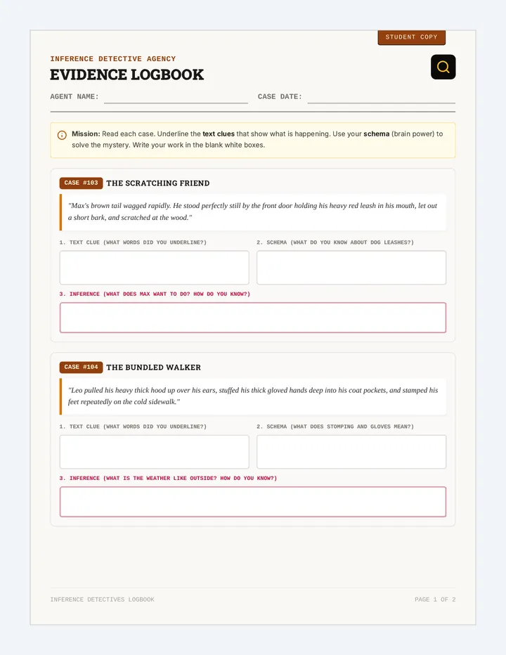 Inference Detectives Practice Sheet
