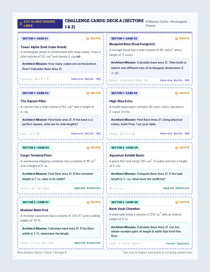 Base Builders Challenge Cards