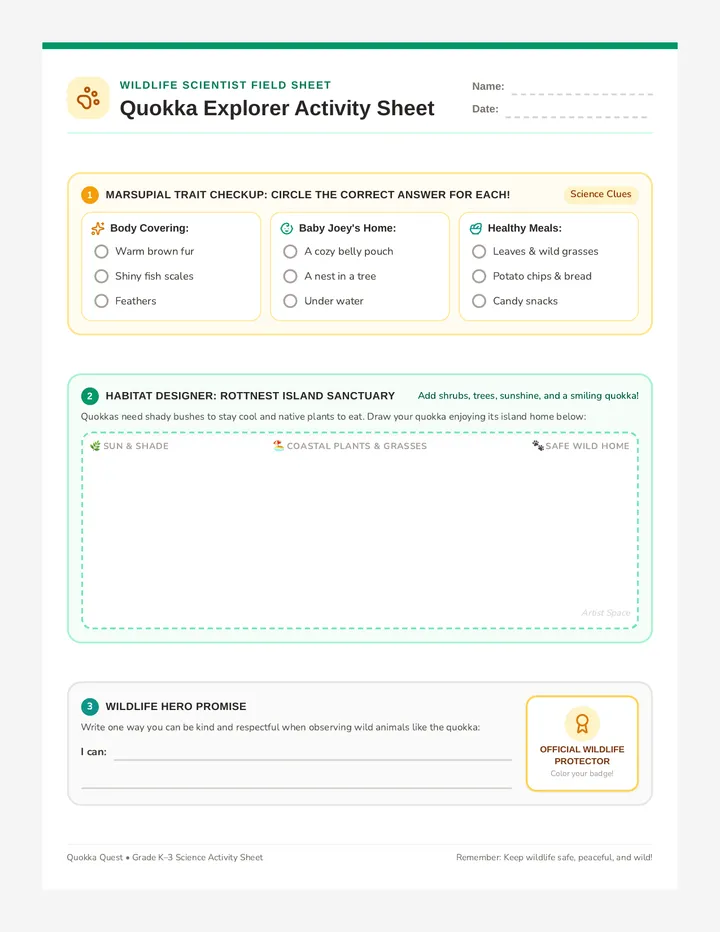 Quokka Explorer Activity Sheet