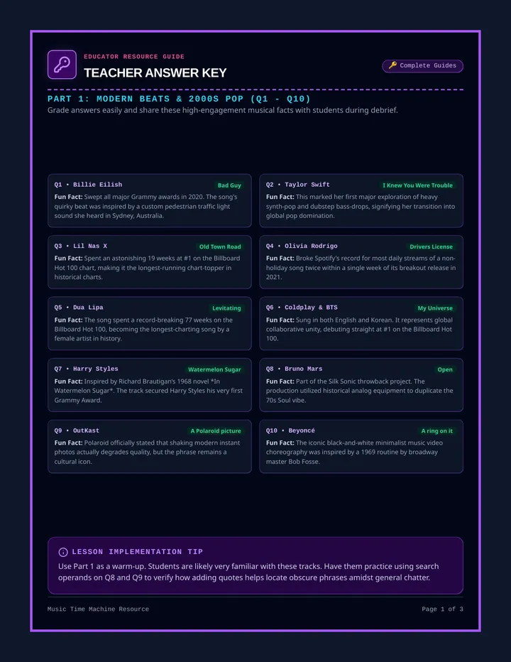 Music Scavenger Hunt Answer Key