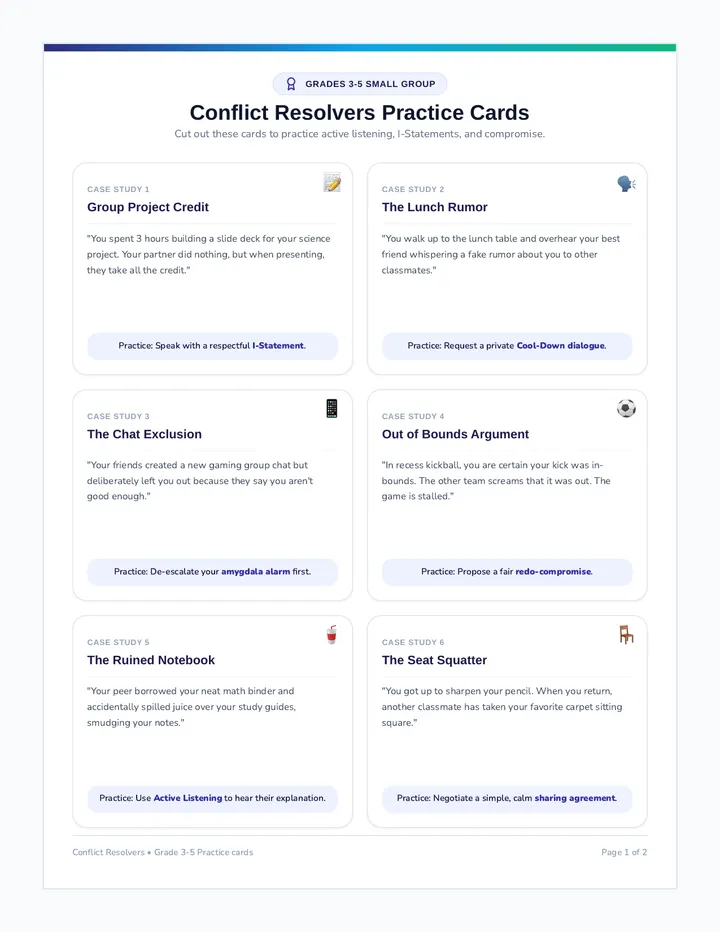 Conflict Resolvers Role Play Cards