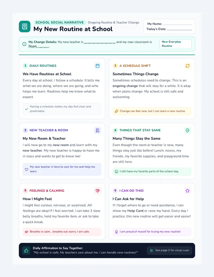 New Routine Social Story