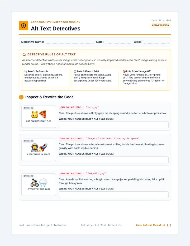 Alt Text Detectives Activity