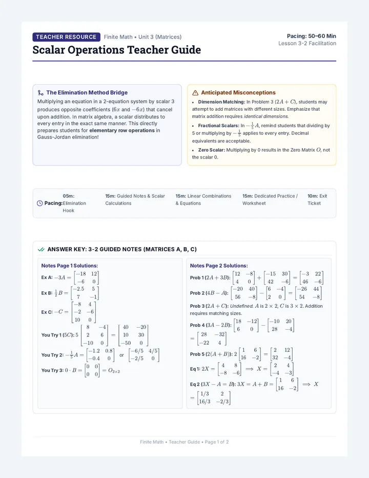 Scalar Operations Teacher Guide
