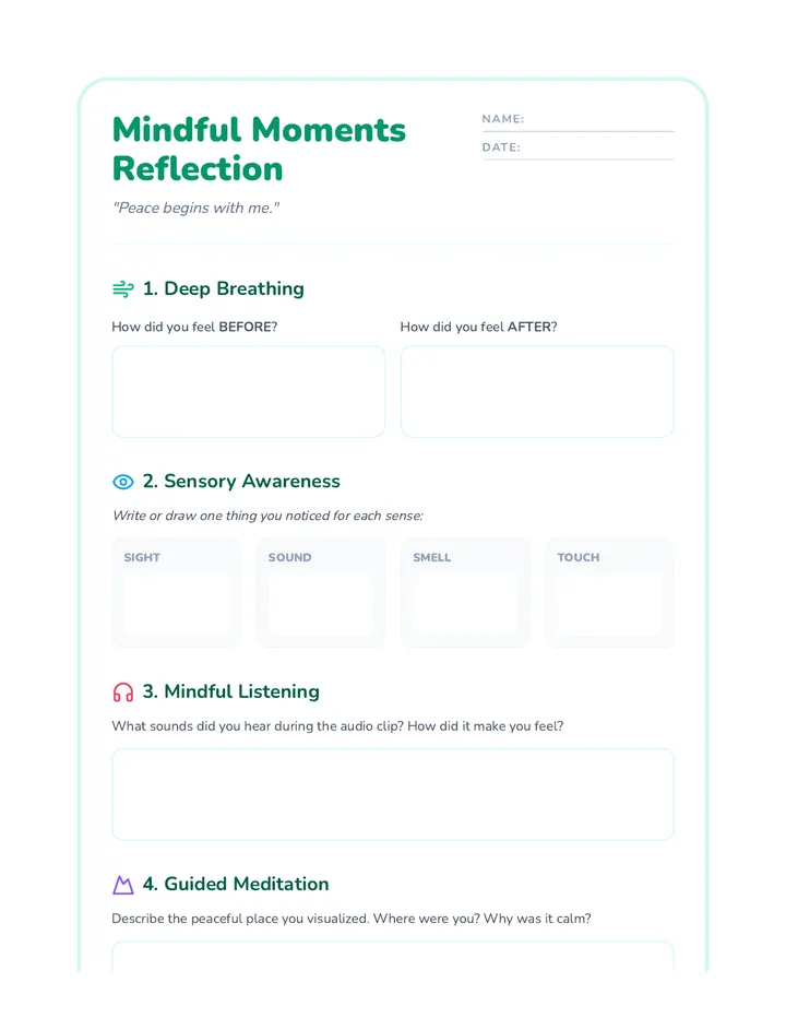 Mindful Moments Worksheet