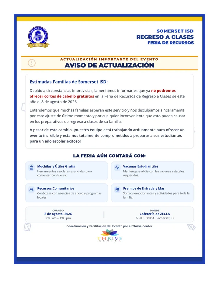 Spanish Service Update Notice