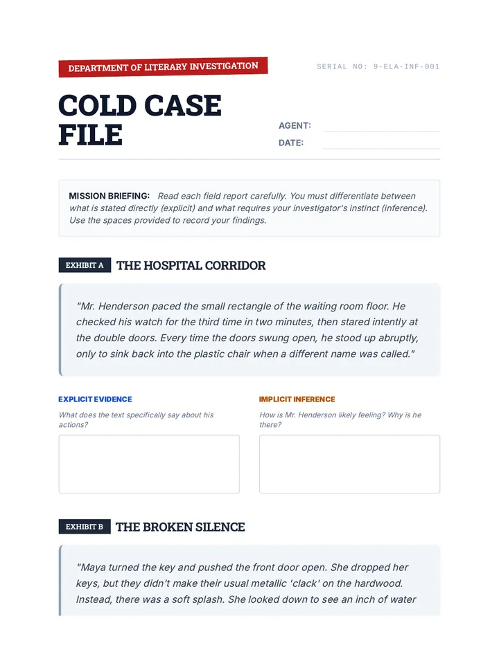 Cold Case Worksheet