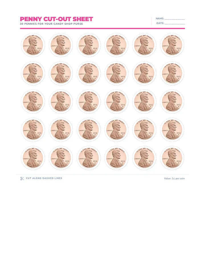 Penny Cutout Sheet Handout
