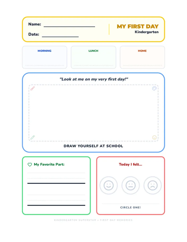First Day Memories Worksheet