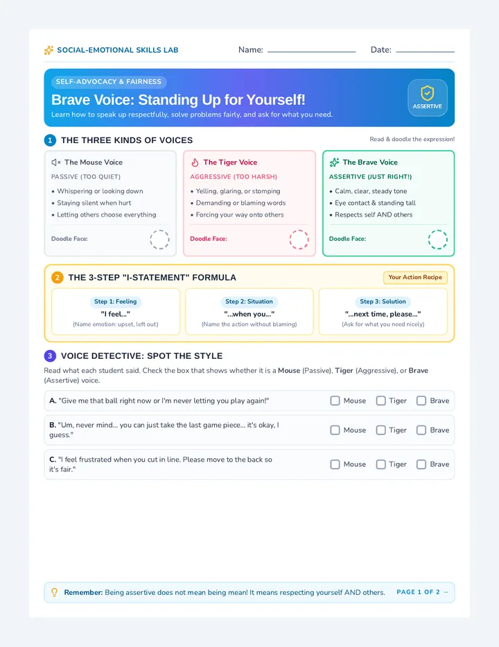 Brave Voice Worksheet