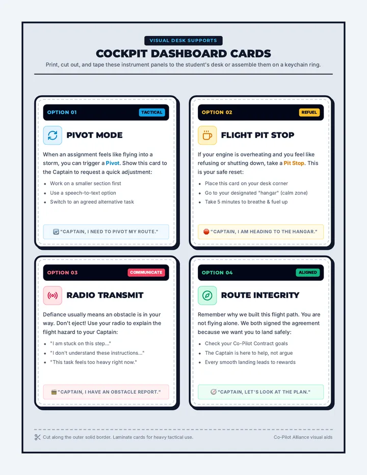 Dashboard Cue Cards