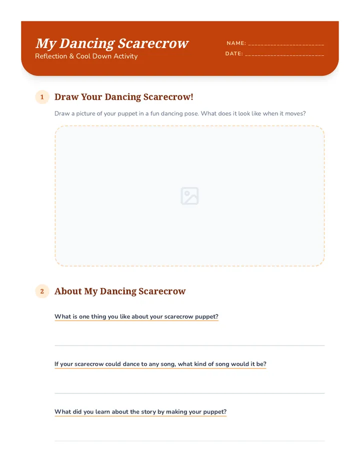 Dancing Scarecrow Cool Down Worksheet