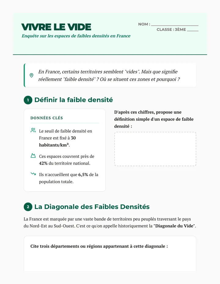 Vivre le Vide Worksheet