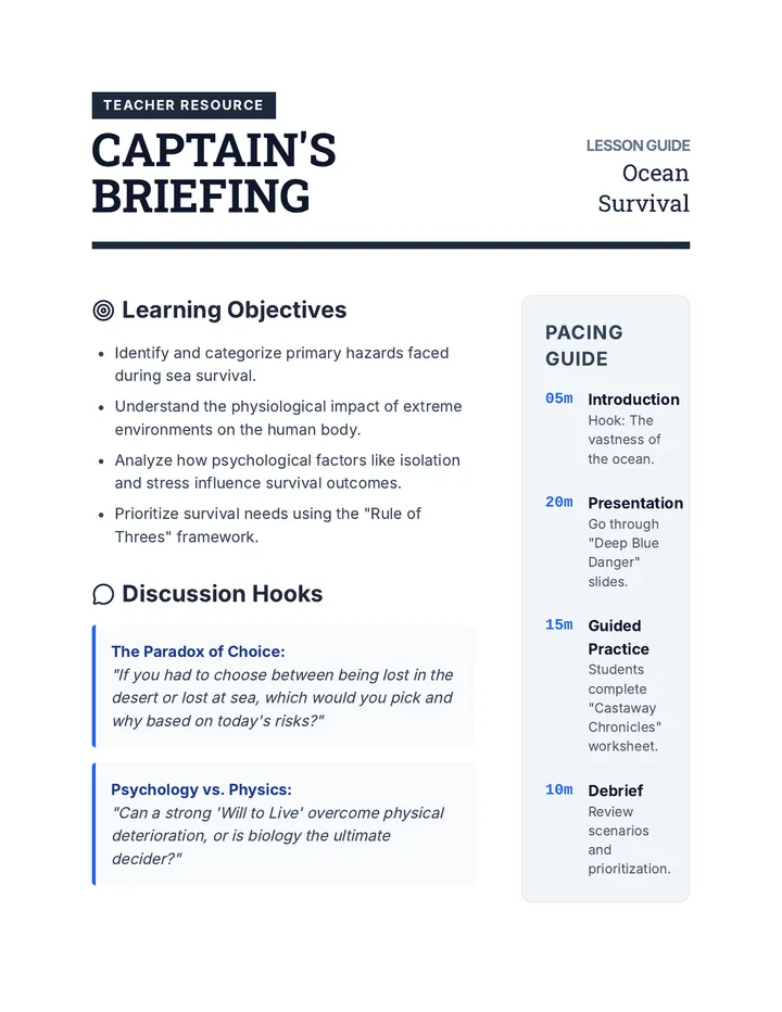 Captain's Briefing Teacher Guide