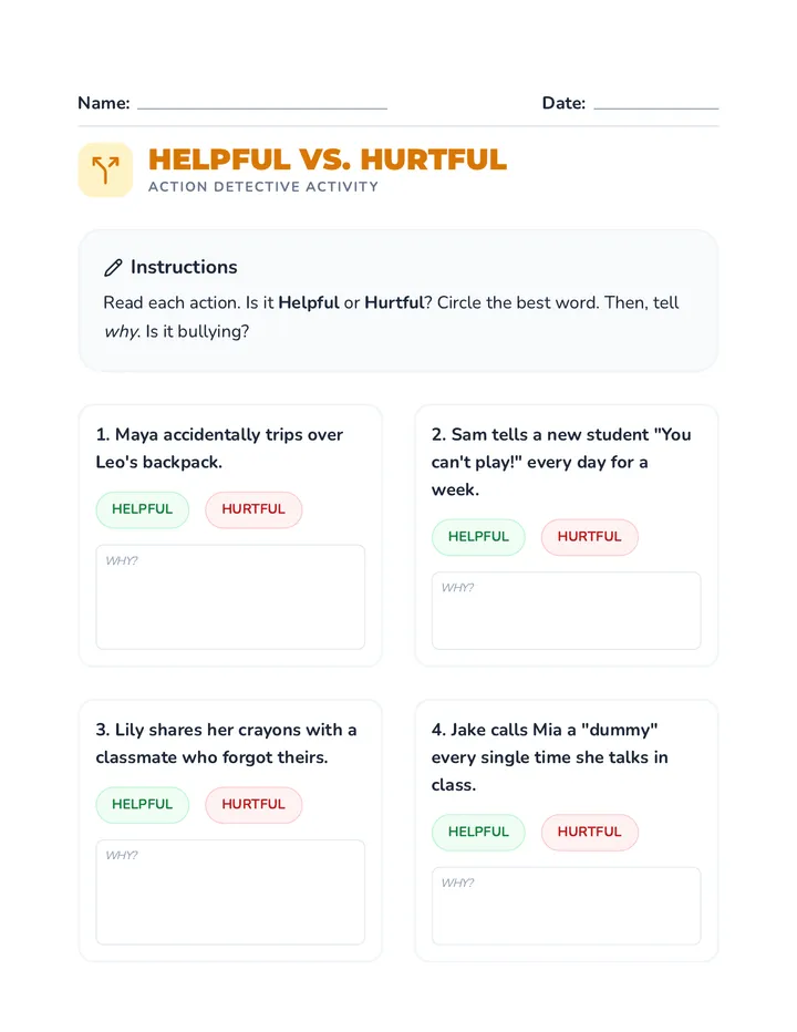 Helpful vs Hurtful Activity