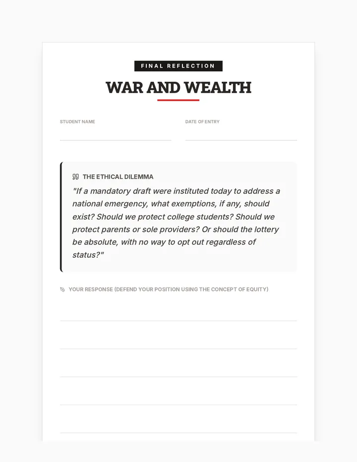 War and Wealth Journal Prompts