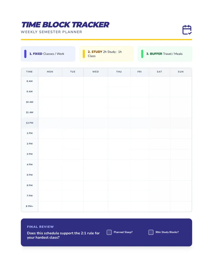 Time Block Tracker Worksheet