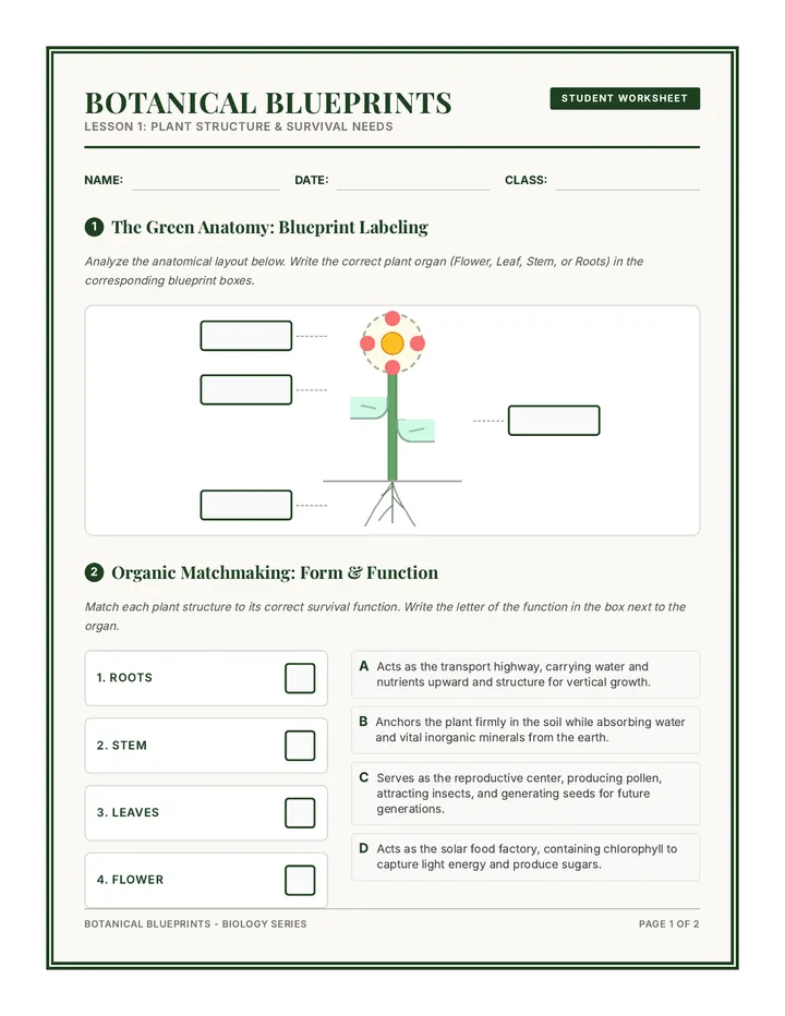 Green Machinery Worksheet