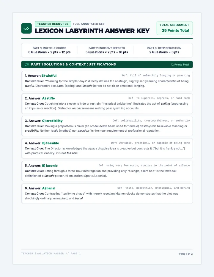 Lexicon Labyrinth Answer Key