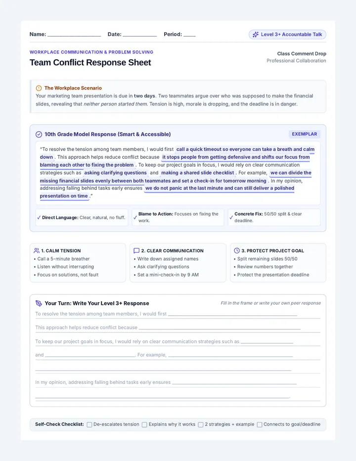 Team Conflict Response Sheet