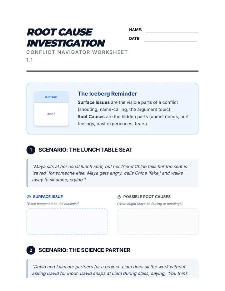 Root Cause Investigation Worksheet