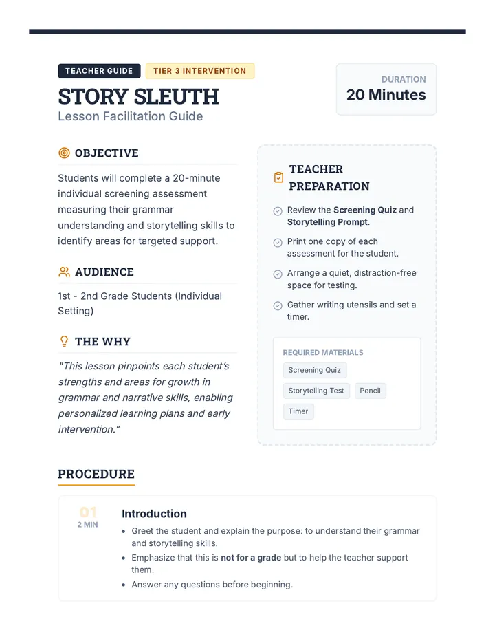 Story Sleuth Lesson Plan