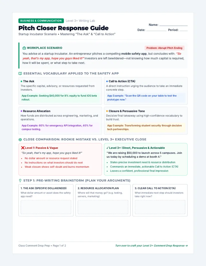 Pitch Closer Response Guide