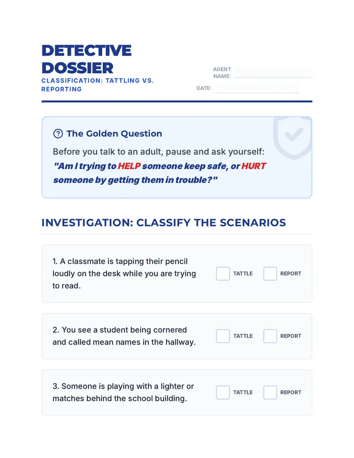 Detective Dossier Worksheet