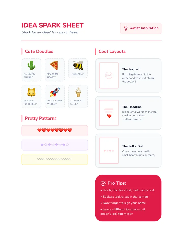 Card Idea Spark Sheet