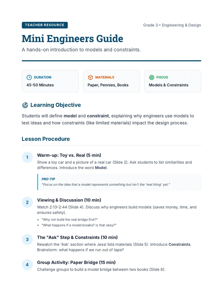 Mini Engineers Teacher Guide