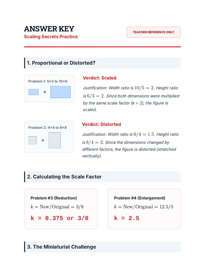 Scaling Secrets Answer Key