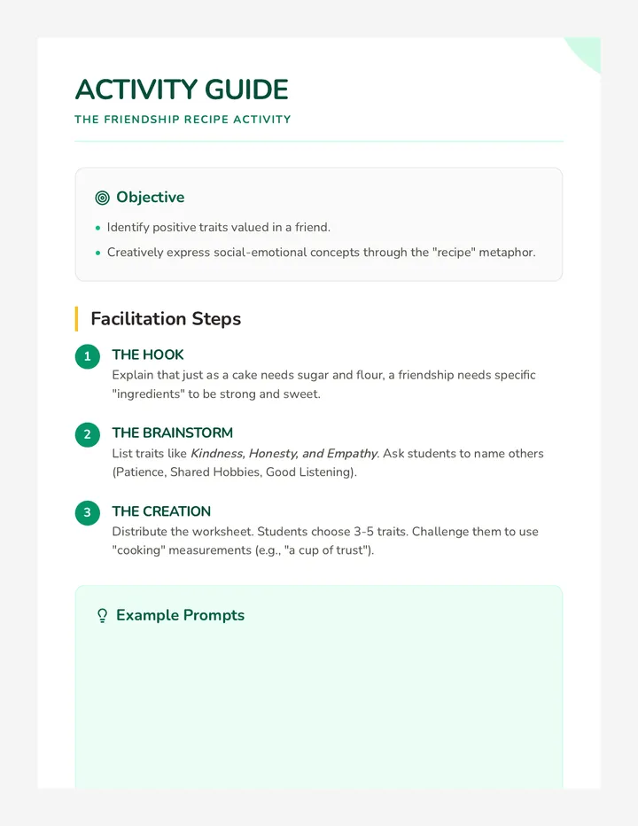 Friendship Activity Guide