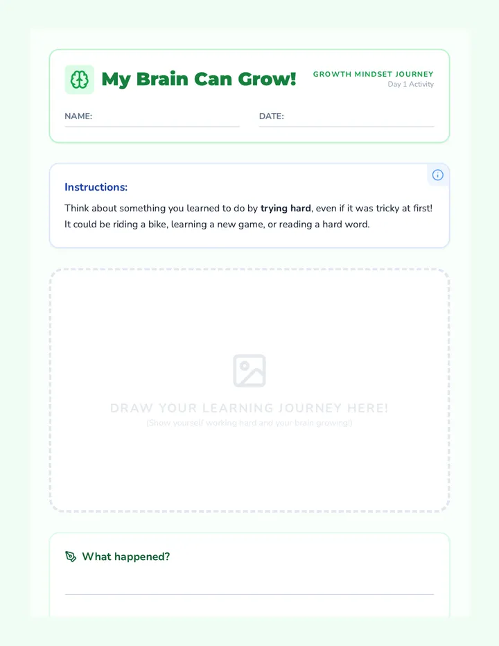 My Brain Can Grow Worksheet