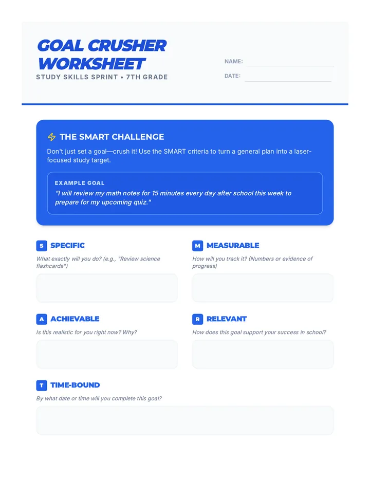 Goal Crusher Worksheet