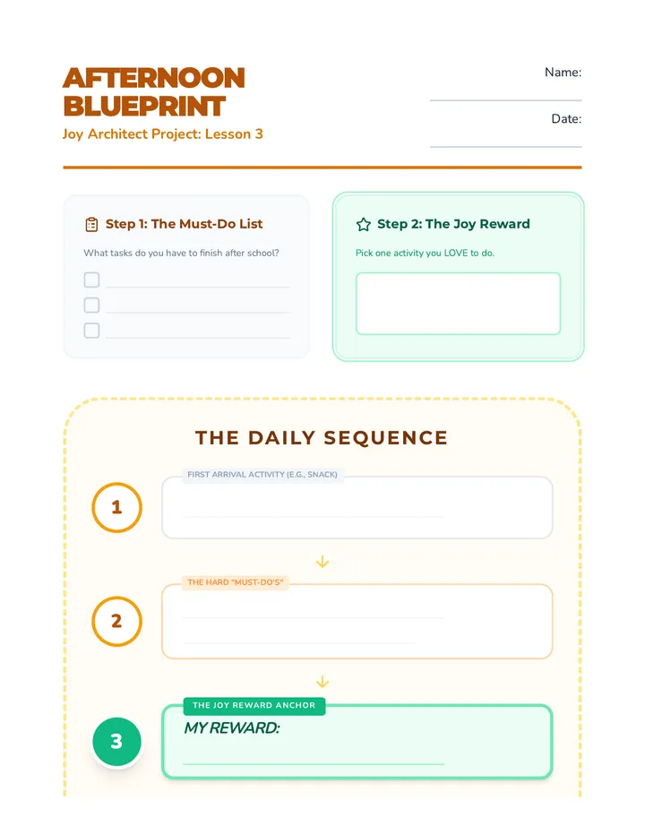 Afternoon Blueprint Worksheet