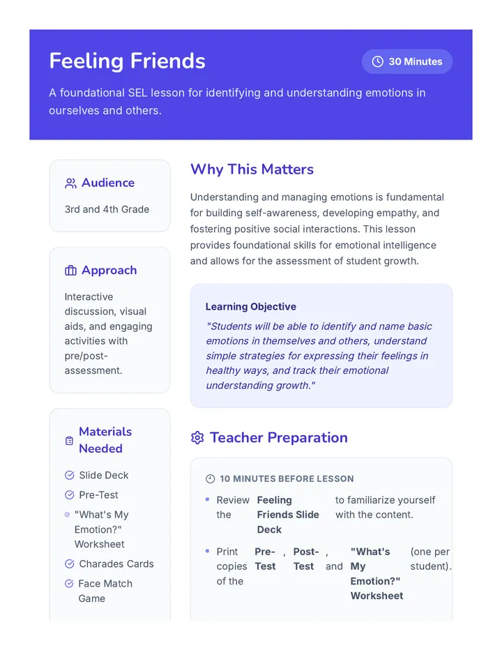 Feeling Friends Lesson Plan