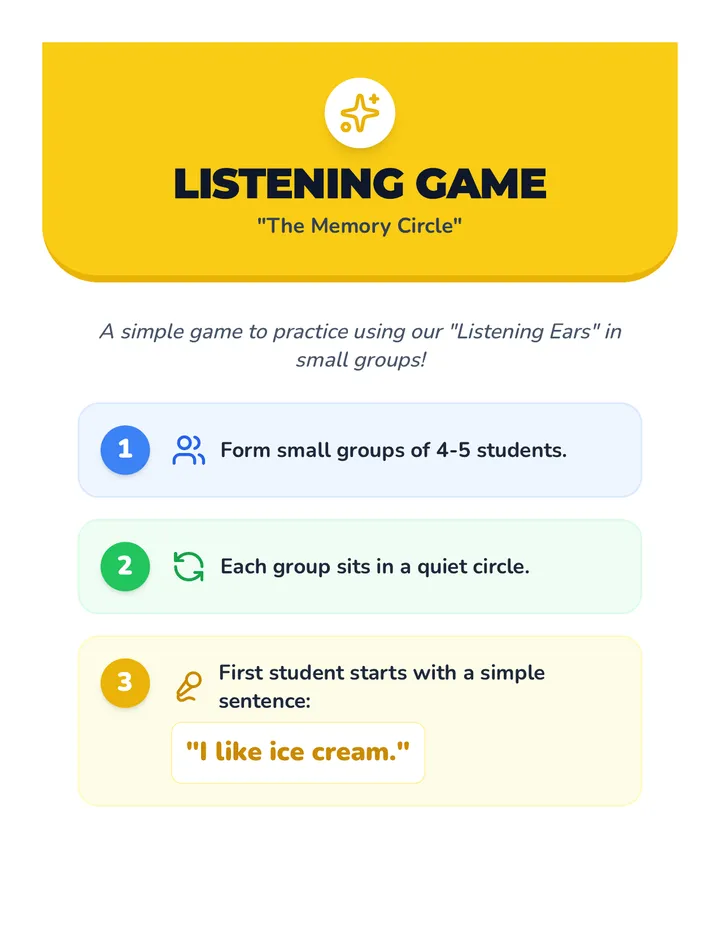 Listening Game Instructions Worksheet