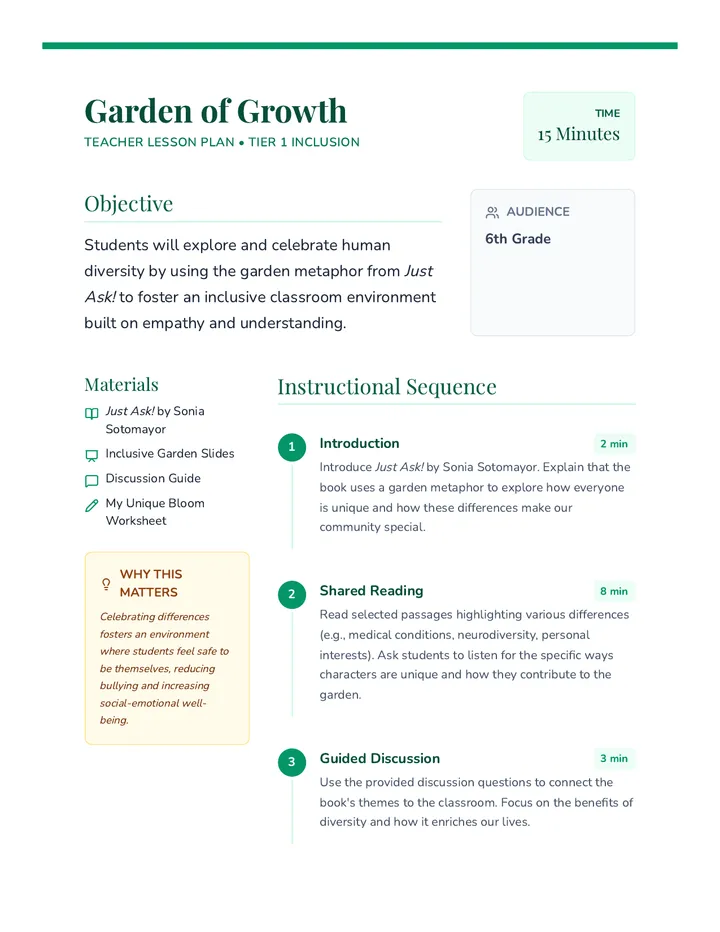 Garden of Growth Lesson Plan