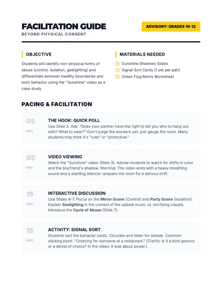 Beyond Physical Consent Teacher Guide
