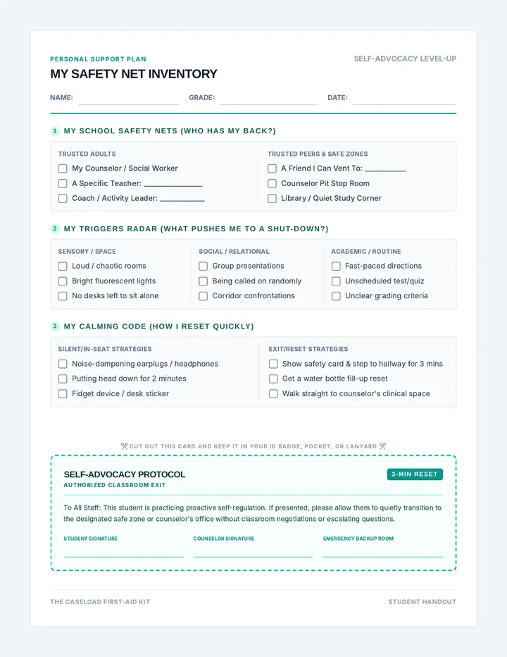 My Safety Net Worksheet
