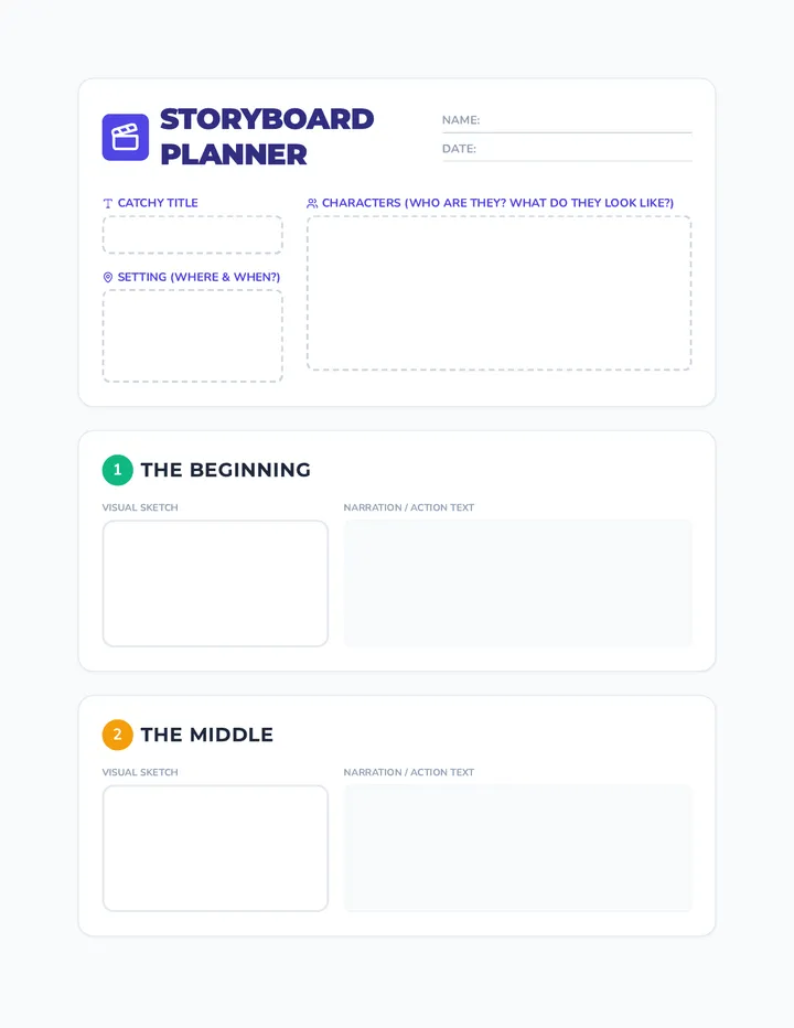 Storyboard Template Worksheet