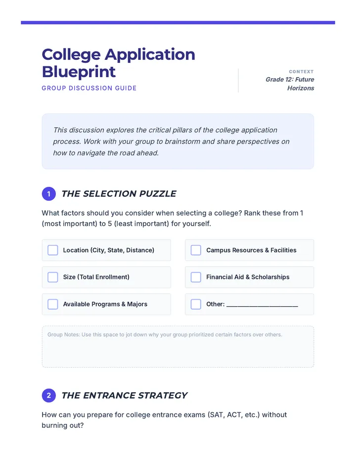 College Application Discussion Guide