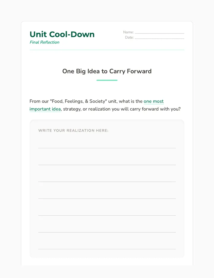 Unit Cool-Down Reflection
