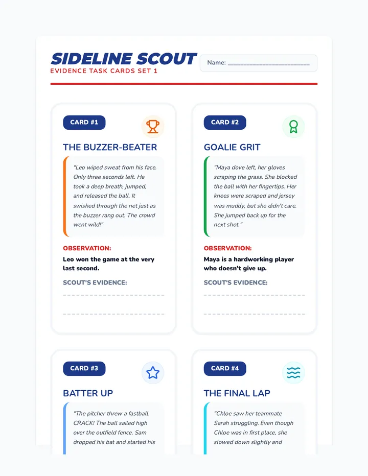 Sideline Scout Cards Worksheet