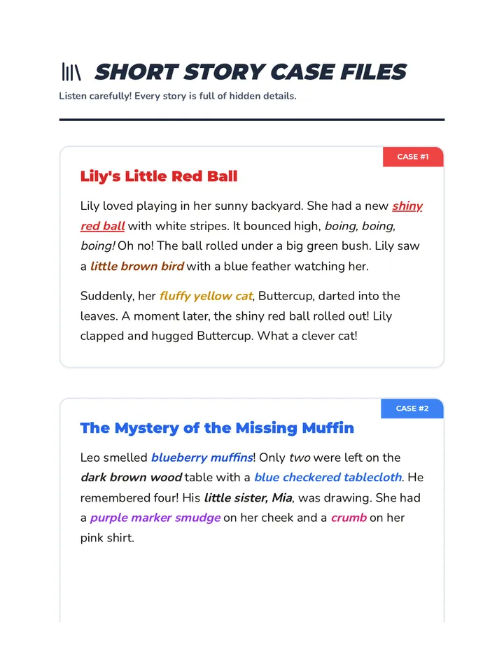 Short Stories Reading Case Files