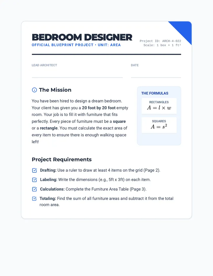 Bedroom Designer Worksheet