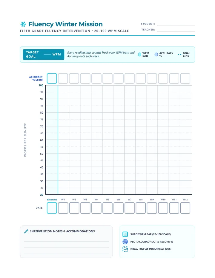 Fluency Winter Mission Worksheet