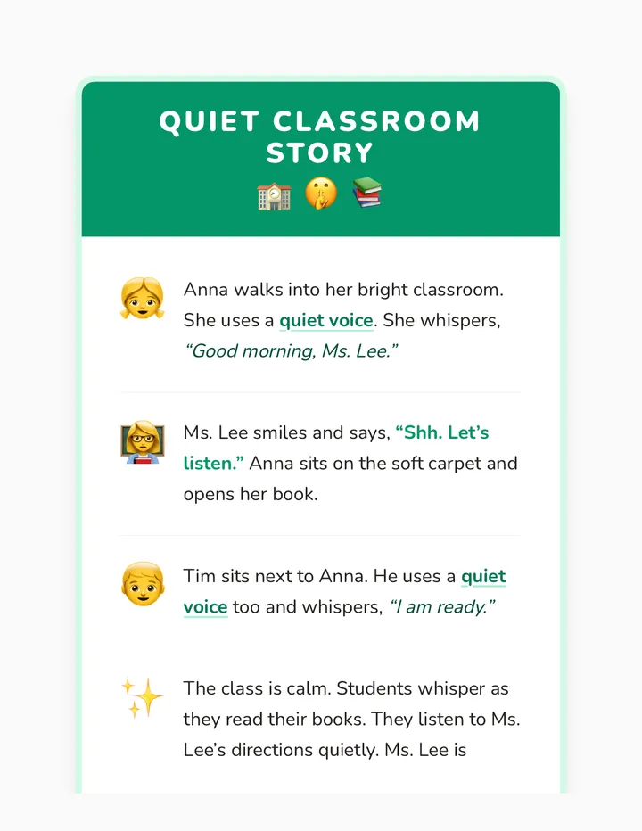 Quiet Classroom Story