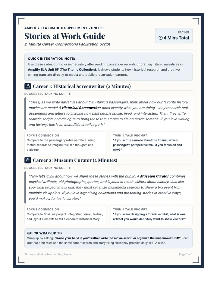 Stories at Work Teacher Guide