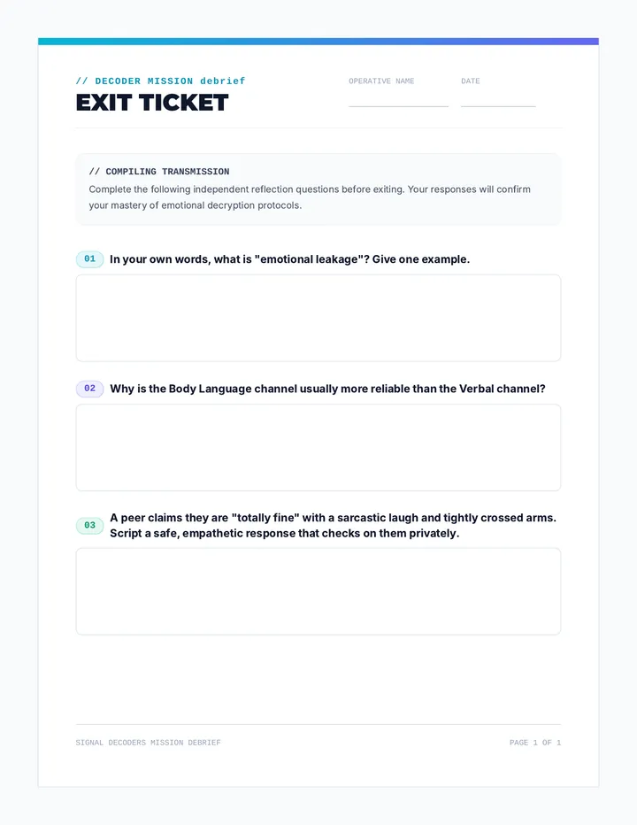 Signal Decoders Exit Ticket